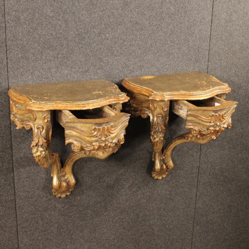 20th Century Pair Of Italian Shelves In Silver Wood