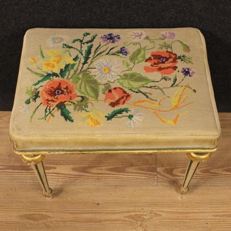 20th Century Pair Of Italian Lacquered And Gold Footstools