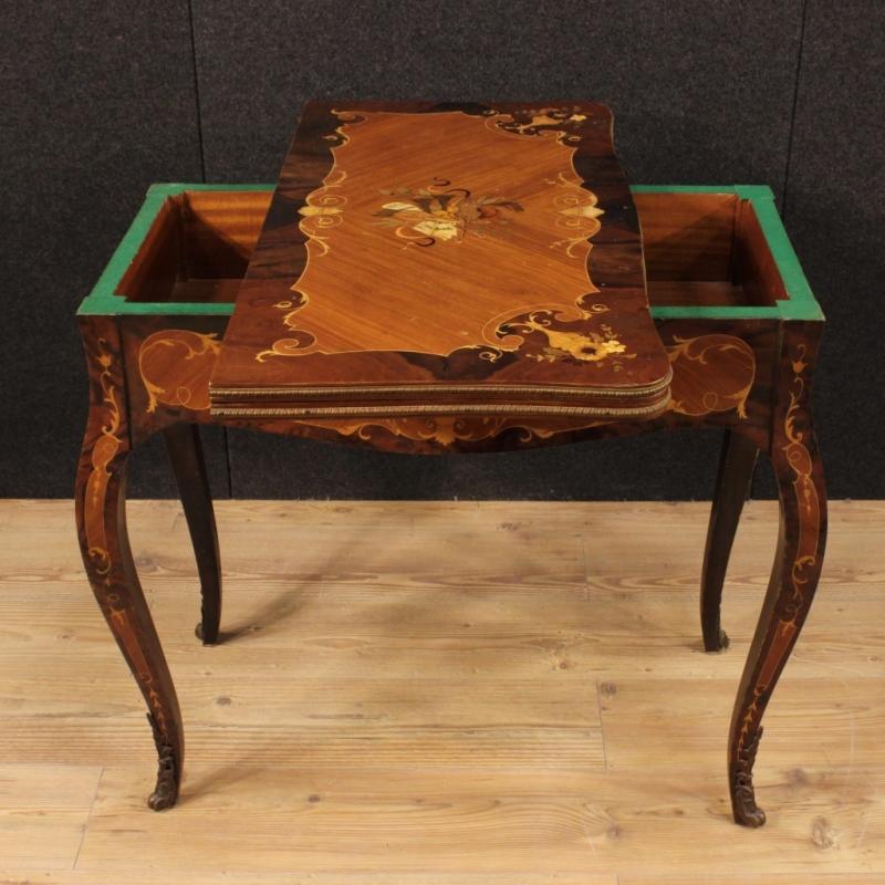 20th Century Italian Inlaid Card Table With Bronzes