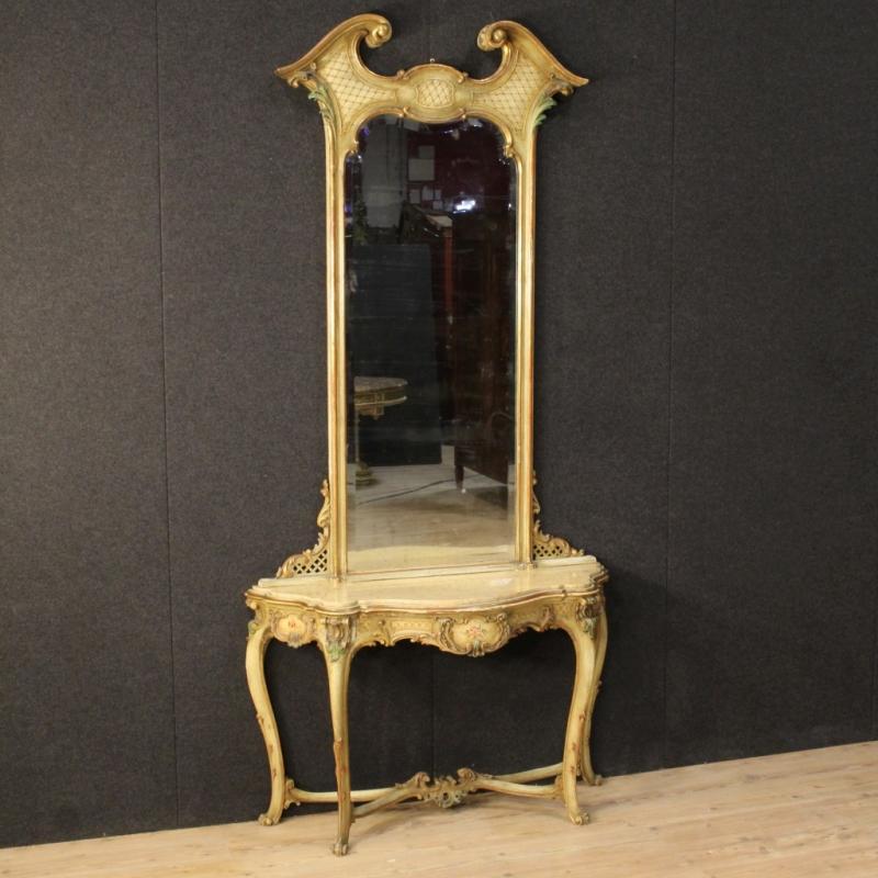 20th Century Italian Console Table With Mirror