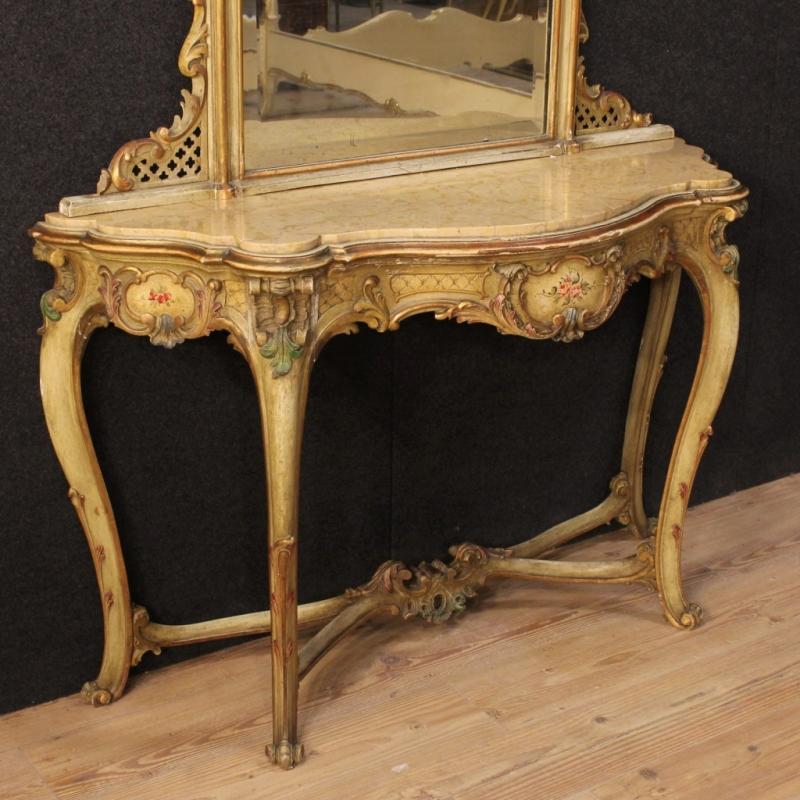 20th Century Italian Console Table With Mirror