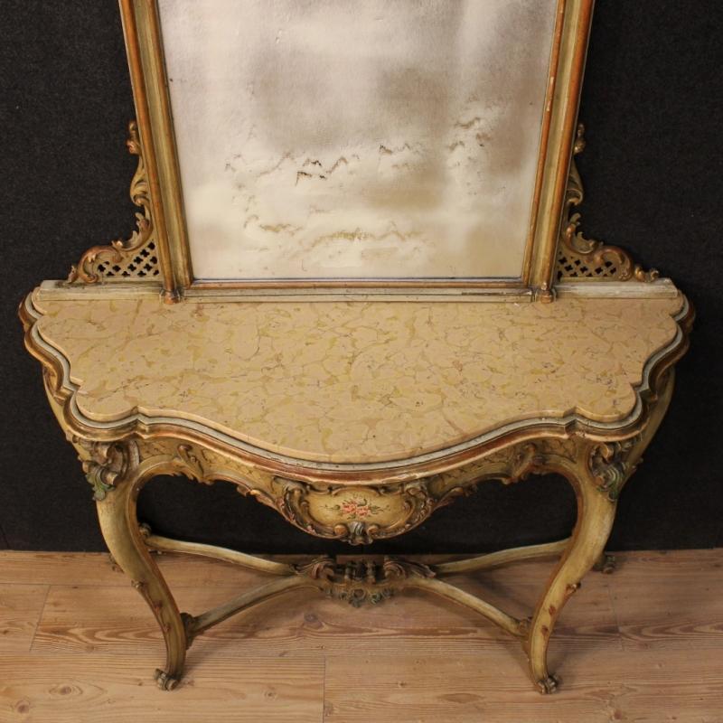 20th Century Italian Console Table With Mirror