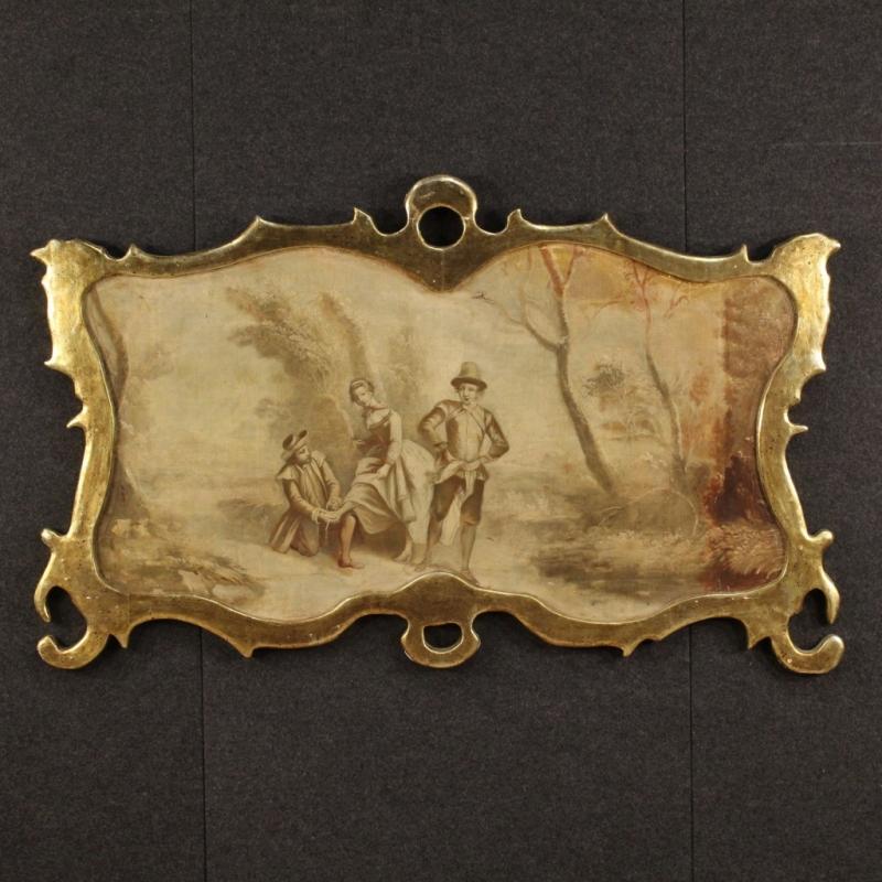 19th Century French Landscape Painting With Romantic Scene