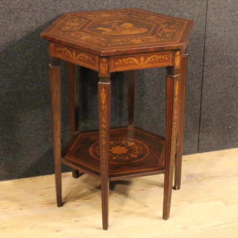 20th Century Italian Inlaid Side Table In Louis XVI Style