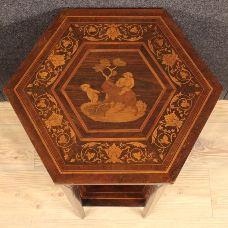20th Century Italian Inlaid Side Table In Louis XVI Style