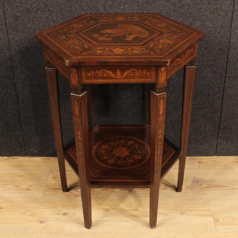 20th Century Italian Inlaid Side Table In Louis XVI Style