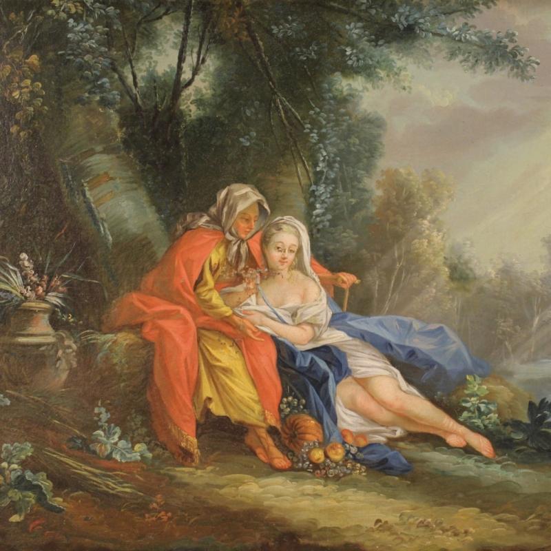 18th Century French Landscape Painting With Characters