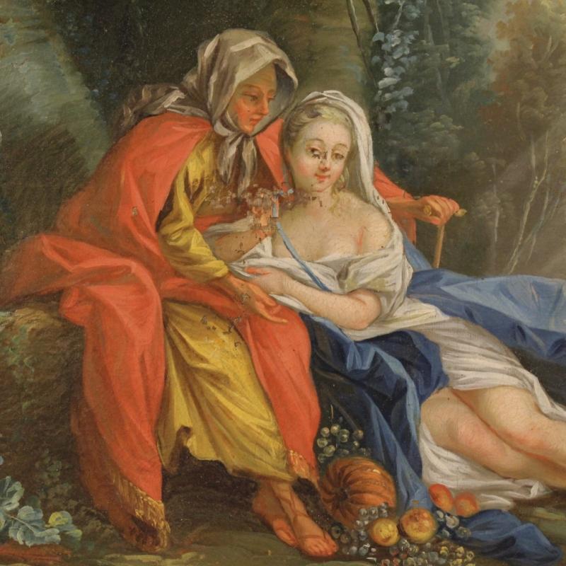 18th Century French Landscape Painting With Characters