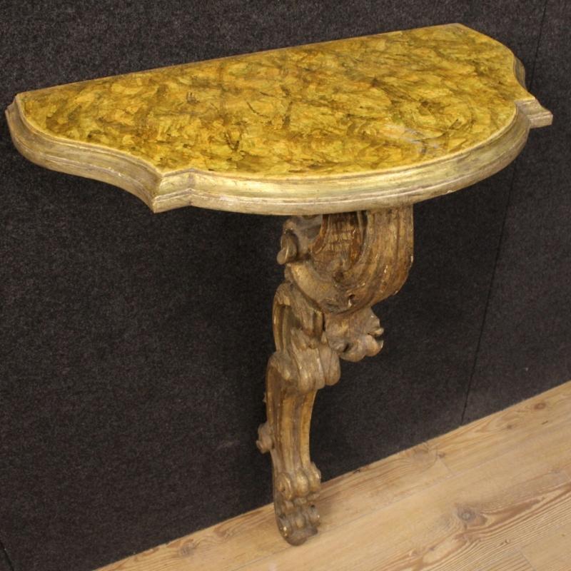 20th Century Italian Lacquered And Gilt Console Table