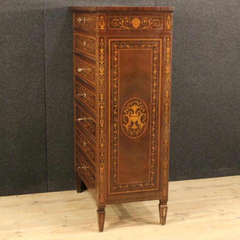 20th Century Italian Inlaid Tallboy In Louis XVI Style