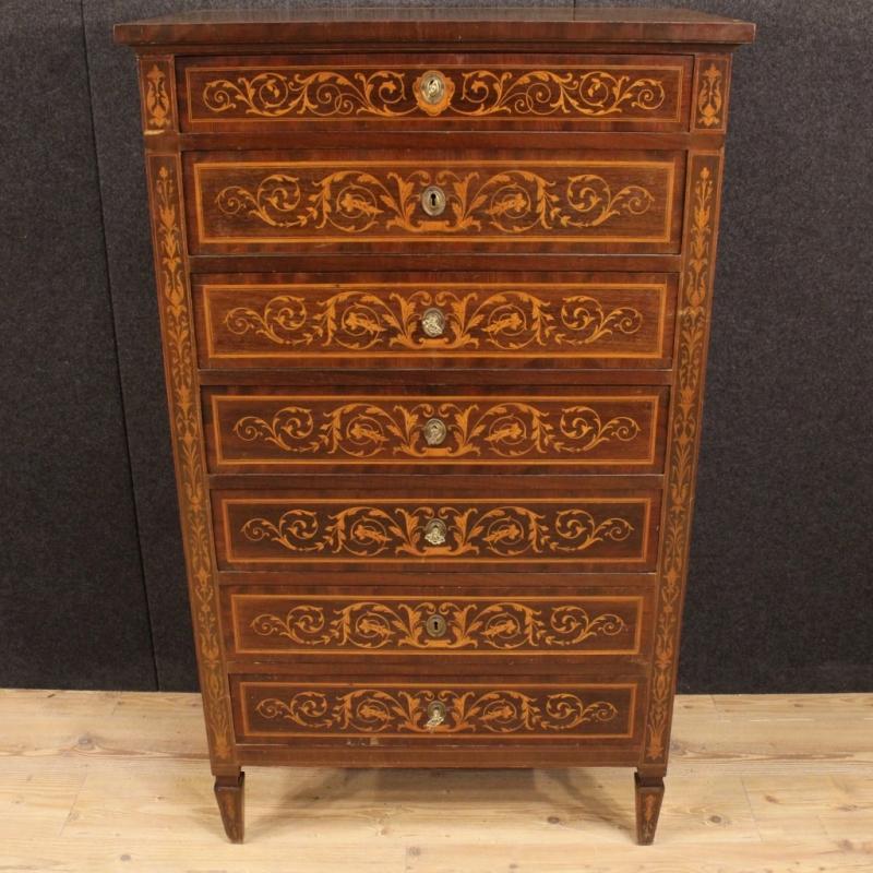 20th Century Italian Inlaid Tallboy In Louis XVI Style