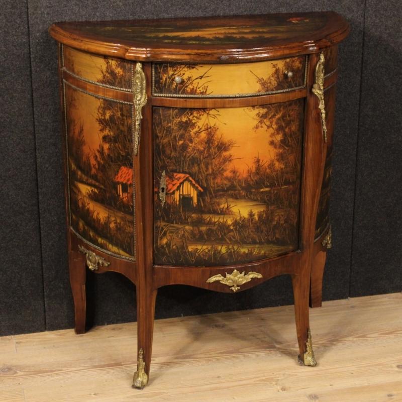 20th Century French Demi Lune Sideboard Decorated With Bronzes