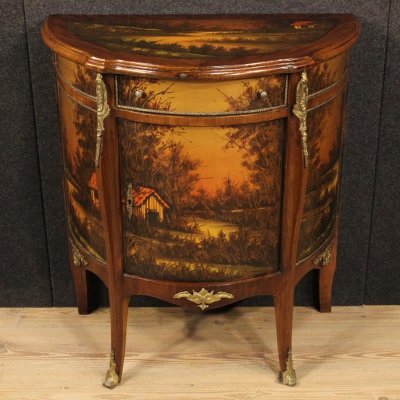 20th Century French Demi Lune Sideboard Decorated With Bronzes