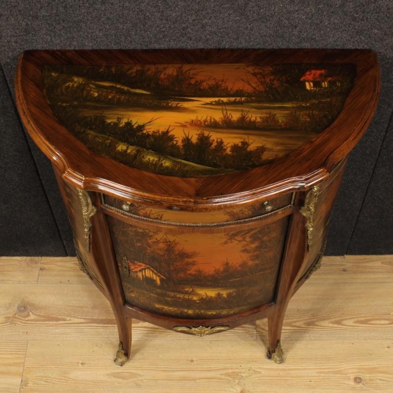 20th Century French Demi Lune Sideboard Decorated With Bronzes