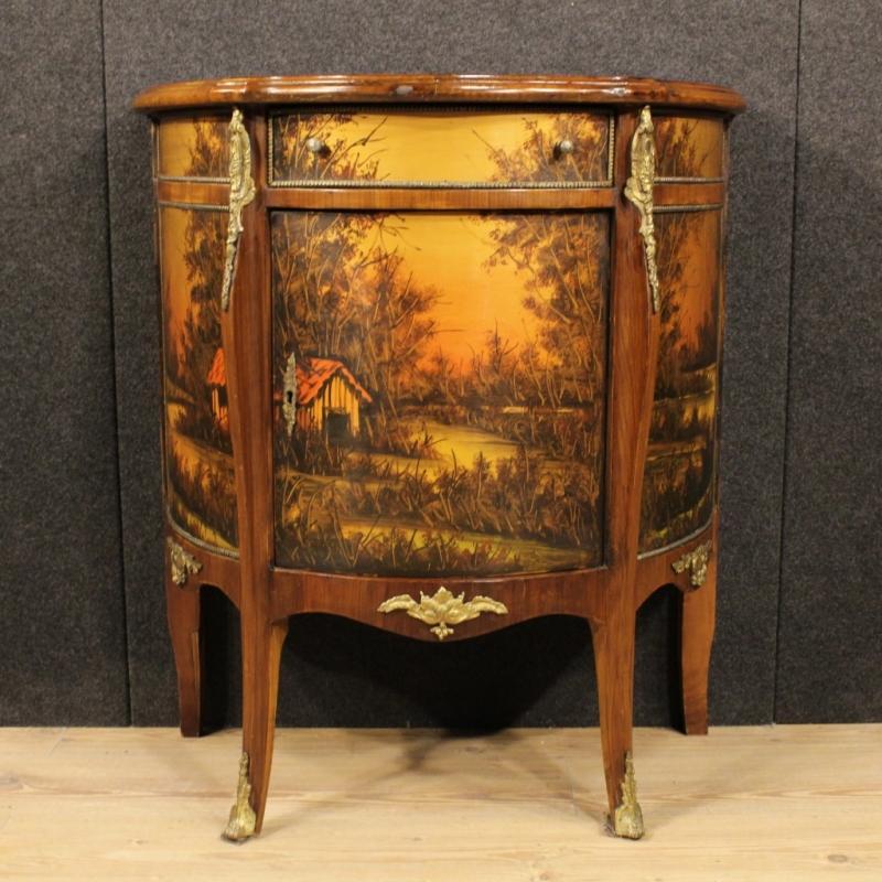 20th Century French Demi Lune Sideboard Decorated With Bronzes