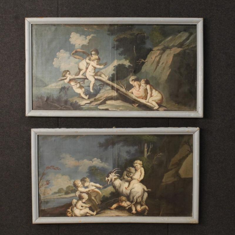 18th Century Italian Painting Game of Little Angels