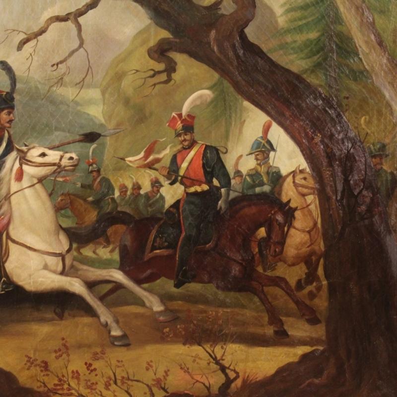 20th Century Italian Painting Battle With Knights