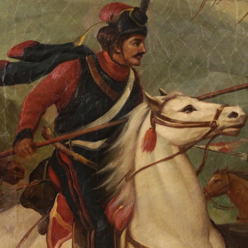 20th Century Italian Painting Battle With Knights