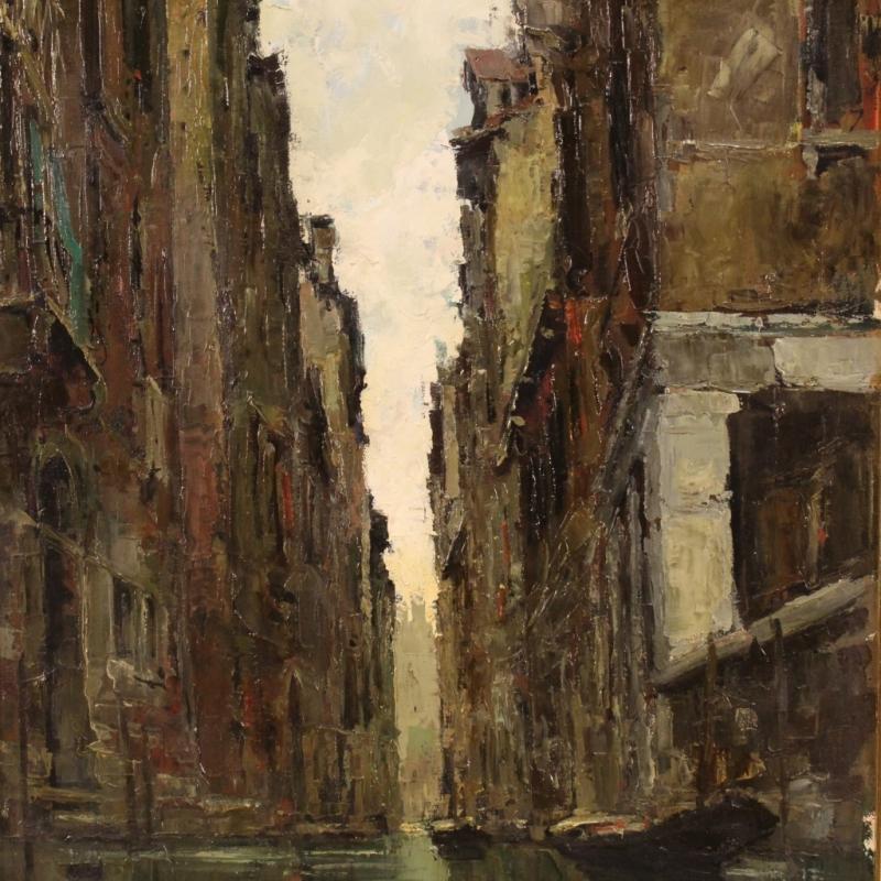 20th Century Italian Signed Painting View Of Venice
