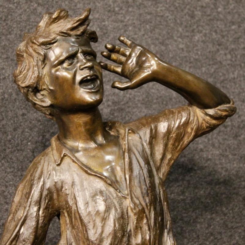 20th Century Neapolitan Signed Sculpture In Bronze