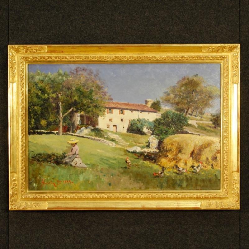 19th Century Italian Landscape Painting Signed And Dated 1899