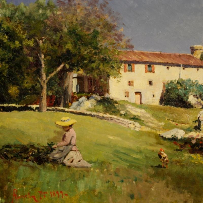 19th Century Italian Landscape Painting Signed And Dated 1899