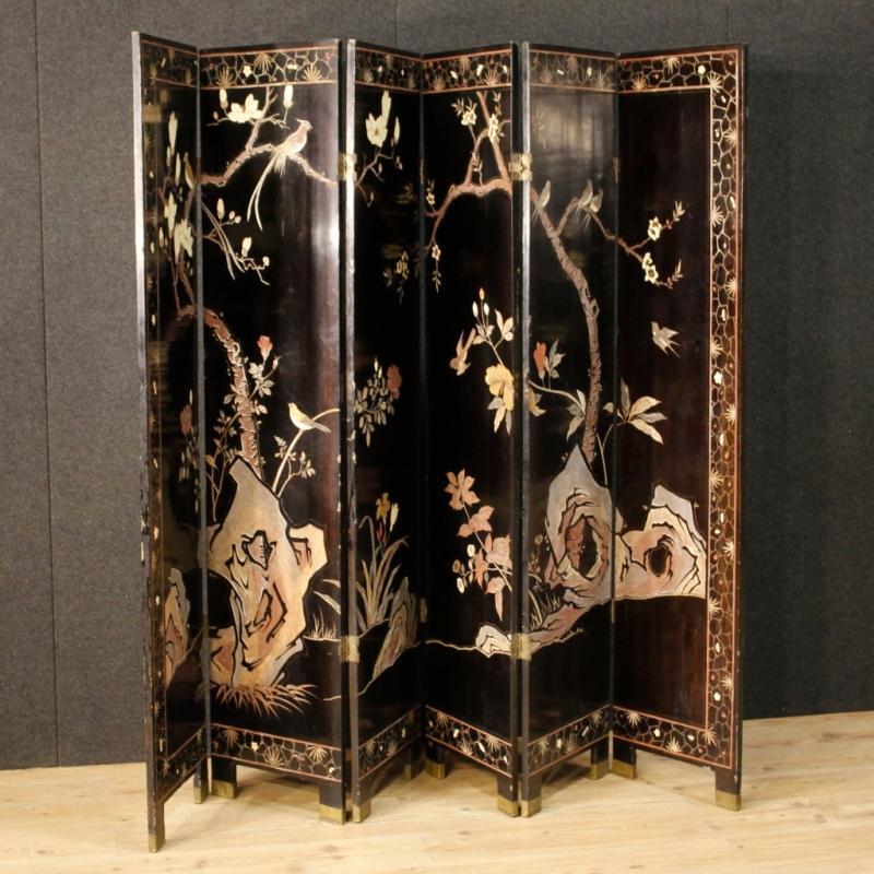 20th Century French Painted Chinoiserie Screen