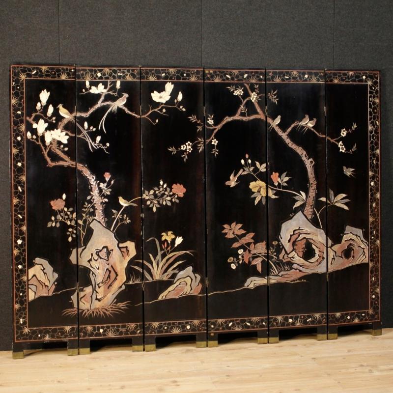 20th Century French Painted Chinoiserie Screen