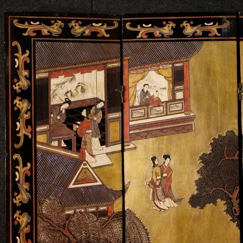 20th Century French Painted Chinoiserie Screen