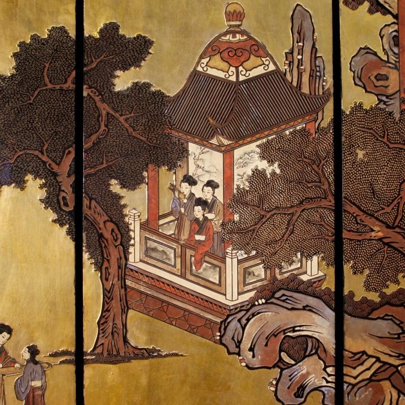 20th Century French Painted Chinoiserie Screen