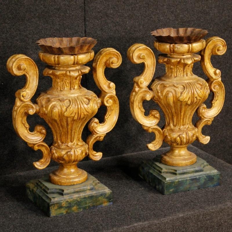 20th Century Pair Of Italian Lacquered Candelabras