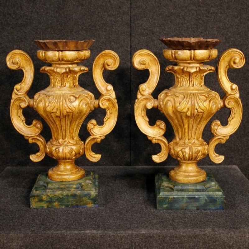 20th Century Pair Of Italian Lacquered Candelabras