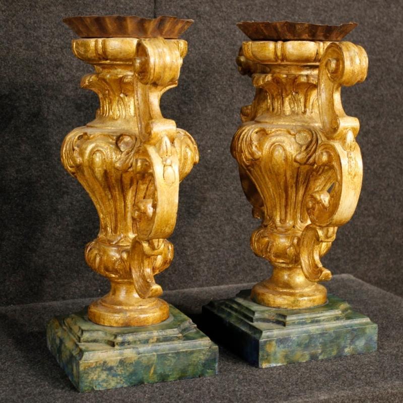 20th Century Pair Of Italian Lacquered Candelabras