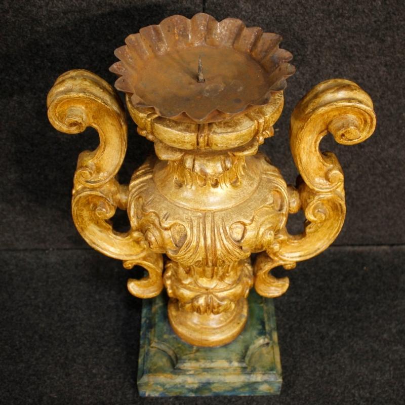20th Century Pair Of Italian Lacquered Candelabras