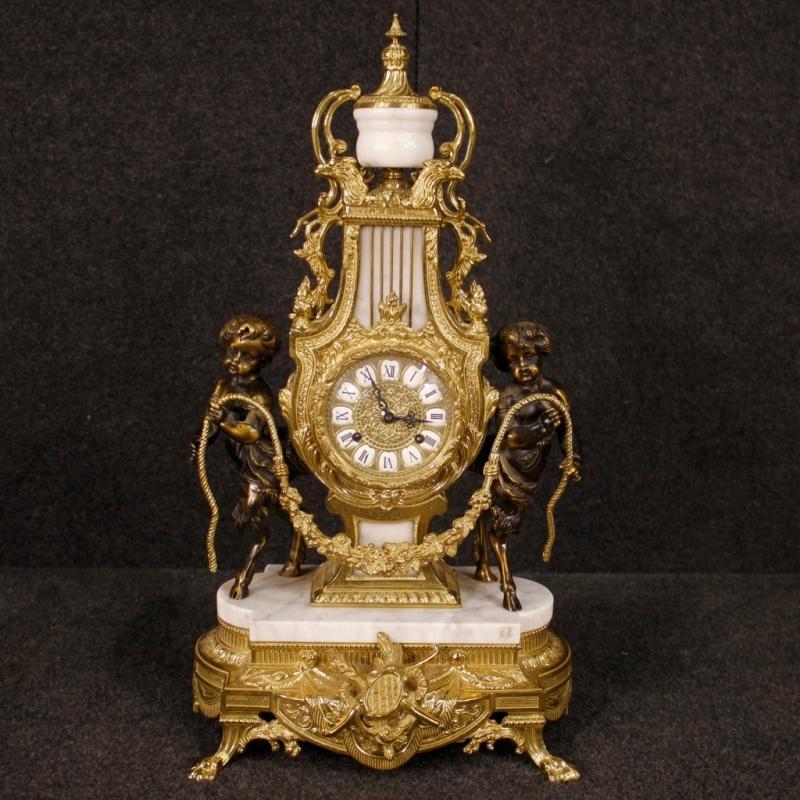 20th Century German Triptych Clock With Candlesticks