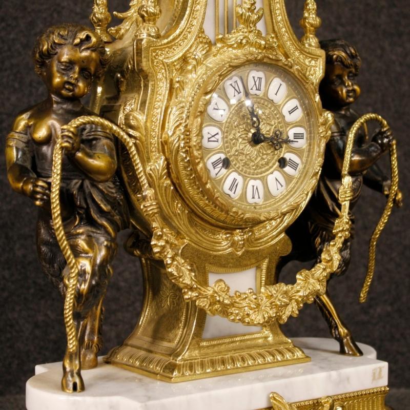 20th Century German Triptych Clock With Candlesticks