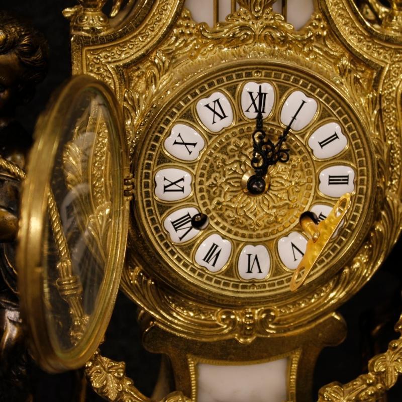 20th Century German Triptych Clock With Candlesticks