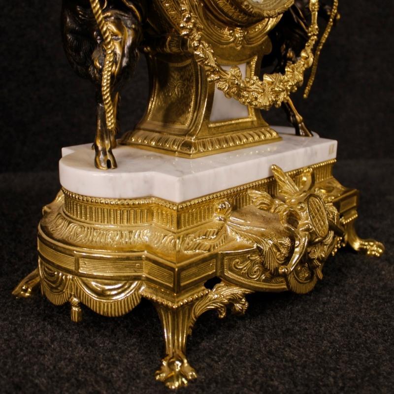 20th Century German Triptych Clock With Candlesticks