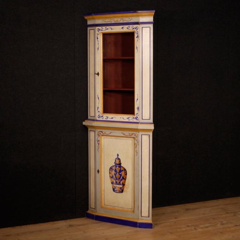 20th Century Italian Painted Corner Cupboard