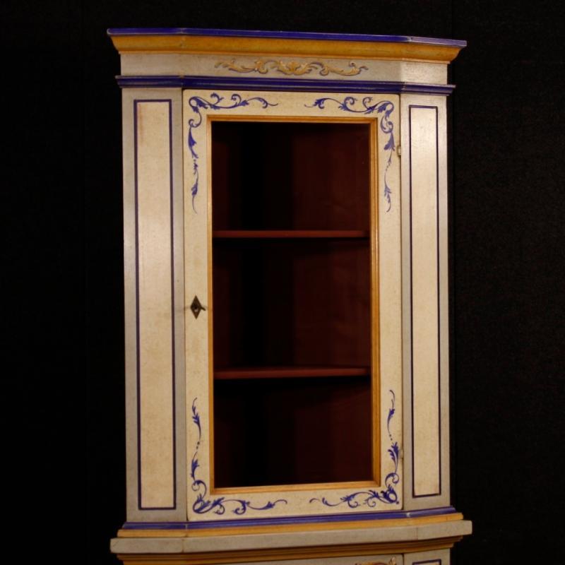 20th Century Italian Painted Corner Cupboard