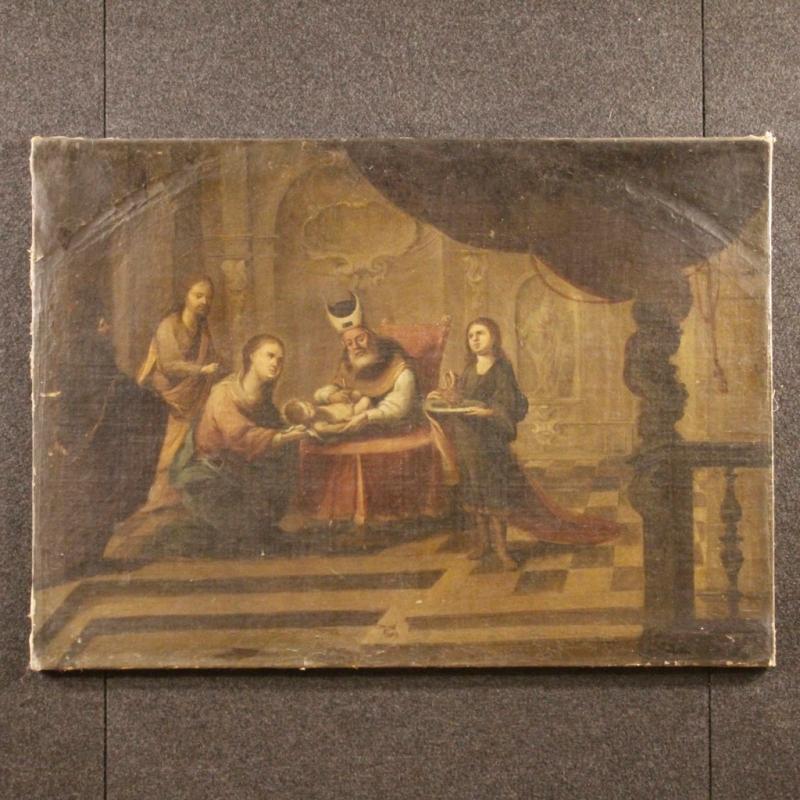18th Century Spanish Religious Painting Circumcision Of Jesus