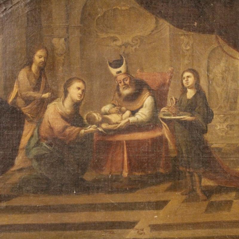 18th Century Spanish Religious Painting Circumcision Of Jesus