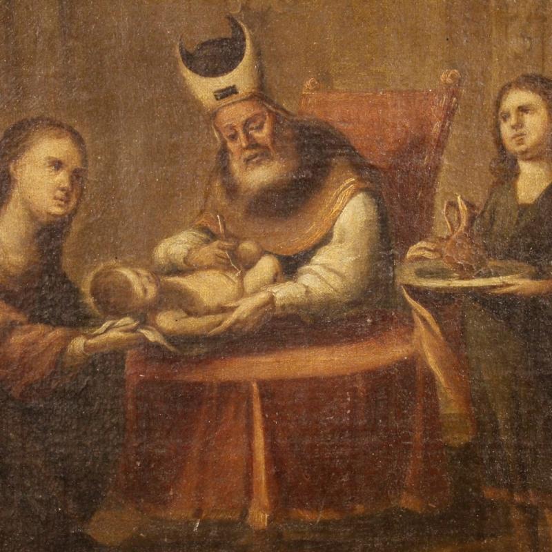 18th Century Spanish Religious Painting Circumcision Of Jesus