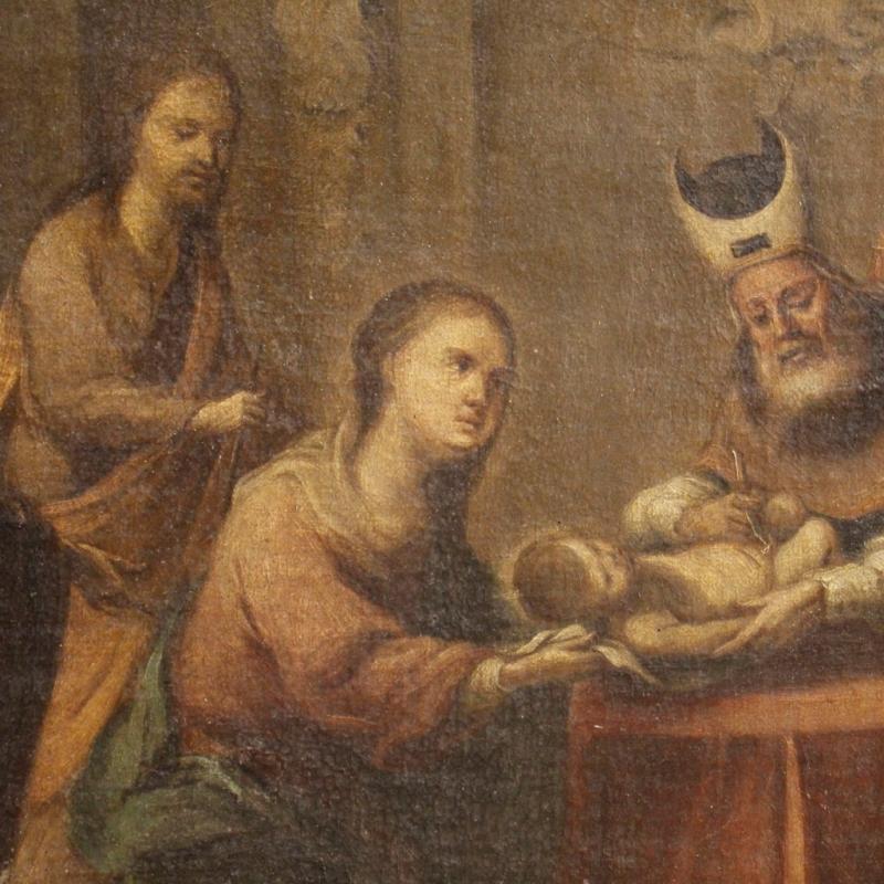 18th Century Spanish Religious Painting Circumcision Of Jesus