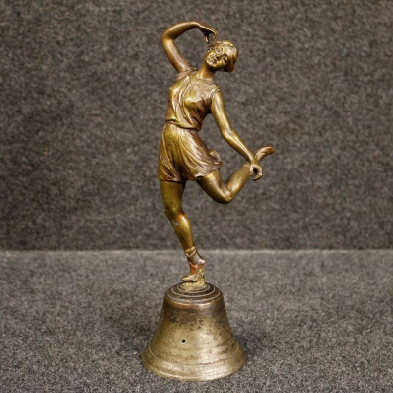 20th Century Italian Bronze Bell With Dancer Sculpture