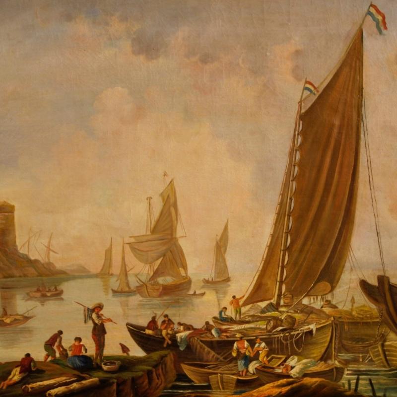 20th Century Italian Seascape Painting Oil On Canvas