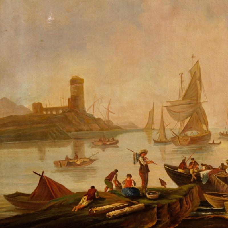 20th Century Italian Seascape Painting Oil On Canvas