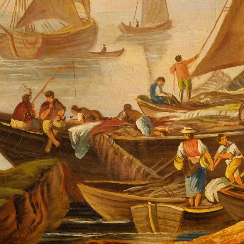 20th Century Italian Seascape Painting Oil On Canvas