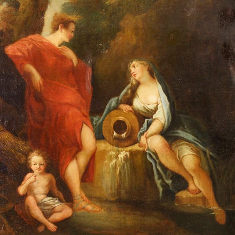 19th Century French Neoclassical Painting Oil On Canvas