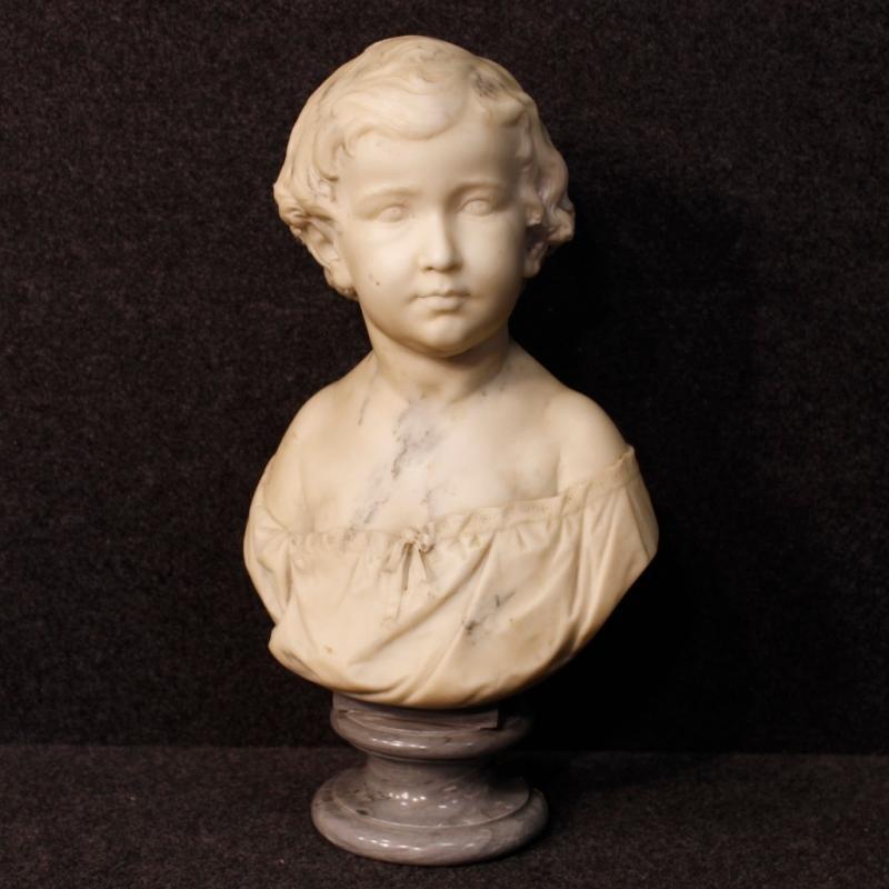 19th Century French Marble Sculpture Depicting Child Bust